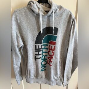 The North Face Gray Hoodie with Teal & Red Logo